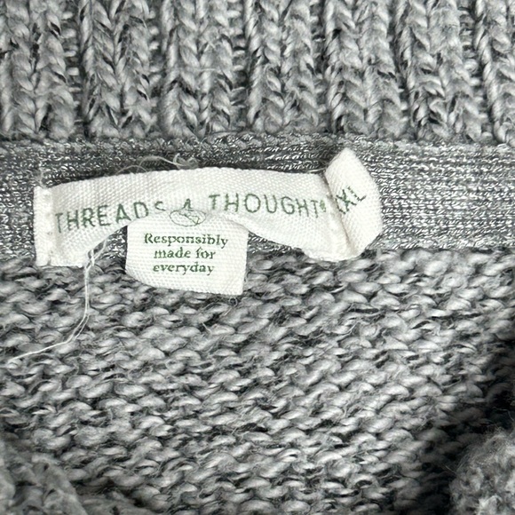 Threads 4 Thought Men's Knit Shawl Neck Button Pullover Gray Sweater Size 3XL - Picture 4 of 6